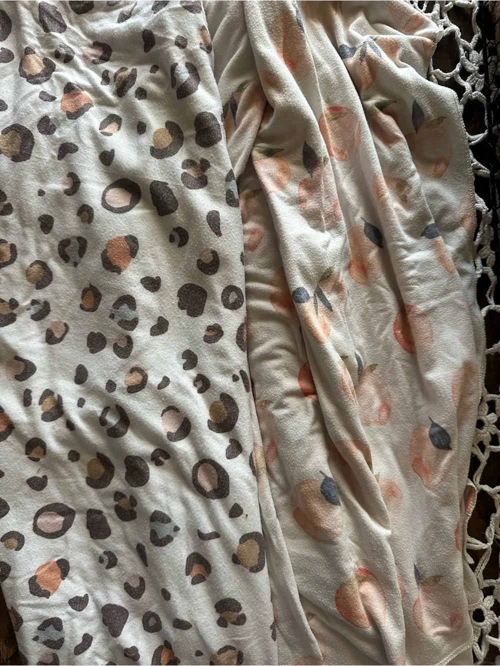 Copper Pearl Cream Leopard car seat cover & Peach Print swaddle blanket